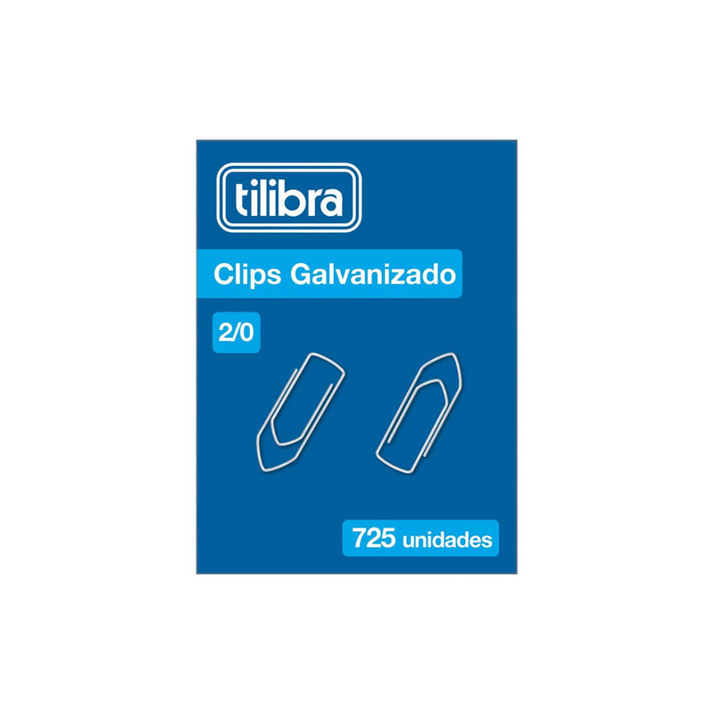 Clips Metálico Galvanizado 2/0 Caixa com 725 Unidades - Tilibra