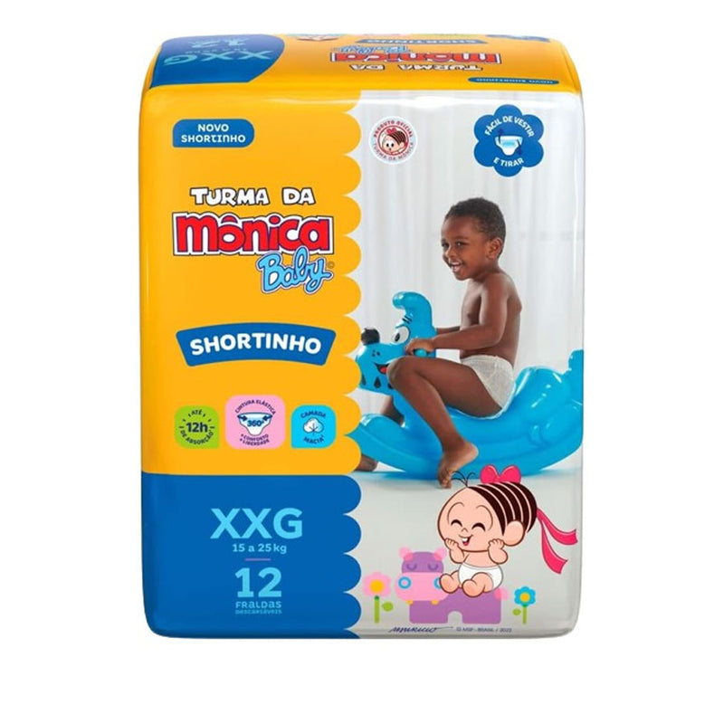 Fralda Turma da Mônica Baby Shortinho Jumbinho XXG Com 12 Unidades