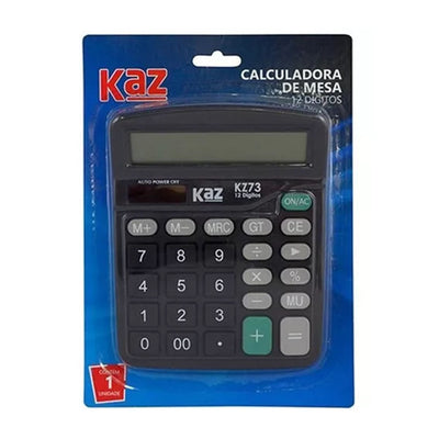 Calculadora de Mesa 12 dígitos preta 15x12cm KZ73 - Kaz
