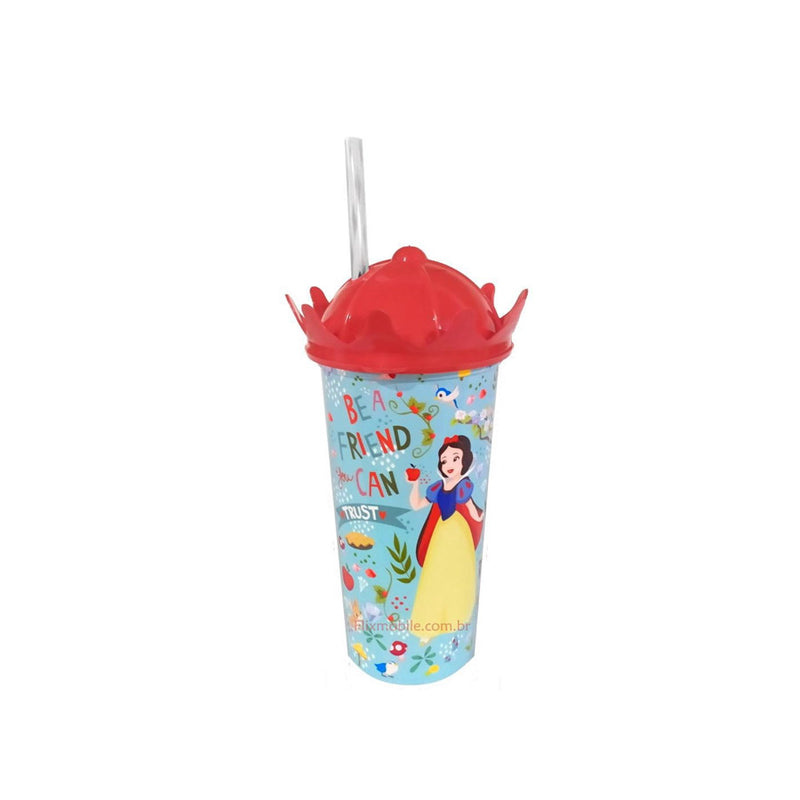 Copo com Canudo Branca de Neve 500ml - Plasútil