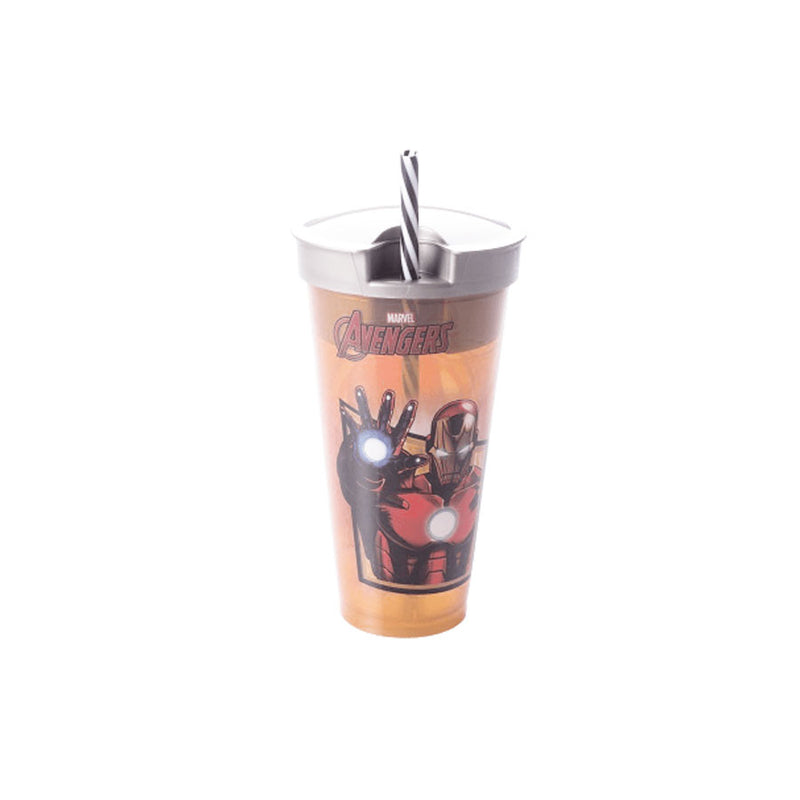Copo 2 em 1 com Canudo Homem de Ferro 540ml - Plasútil