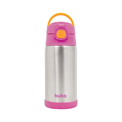 GARRAFA TÉRMICA PAREDE DUPLA BUBA ROSA 400 ML