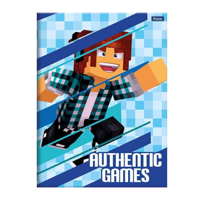 Caderno Brochura 1/4 Capa Dura Authentic Games 80 Folhas
