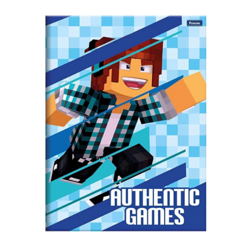 Caderno Brochura 1/4 Capa Dura Authentic Games 80 Folhas