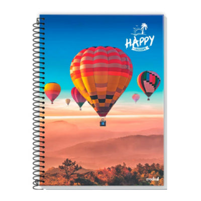 Caderno Capa Dura Happy Adventure Credeal - 10 Matérias, 140 Folhas