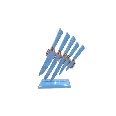 Jogo De Facas Azul 6Peças Easyrich Inox