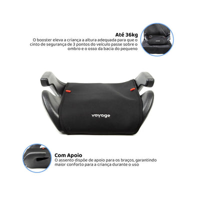 ASSENTO DE ELEVAÇÃO INFANTIL PARA CARRO 15-36 KG BOOSTER VIBE PRETO