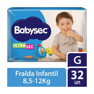 Fralda Babysec com 32 unidades Mega Ultrasec Galinha Pintadinha G