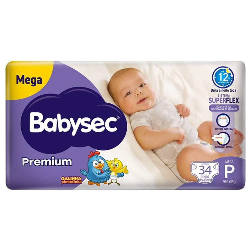 Fralda Babysec Galinha Pintadinha Premium P Com 34 Fraldas