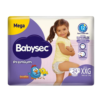 Fralda Babysec Galinha Pintadinha Premium XXG Com 24 Fraldas