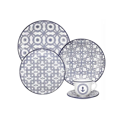 Aparelho de jantar Chá Com 20 Peças Porcelana Floreal Náutico Oxford