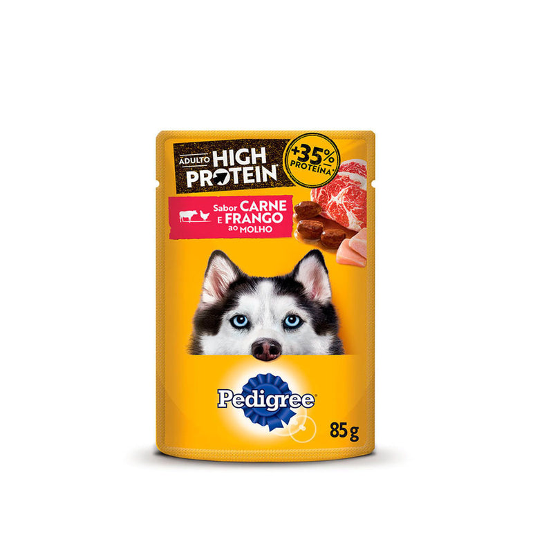Ração Úmida Pedigree High Protein para Cães Adultos Sabor Carne e Frango 85g