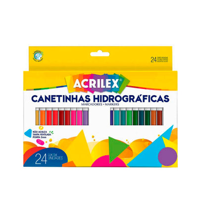Caneta Hidrográfica Acrilex - 24 Cores
