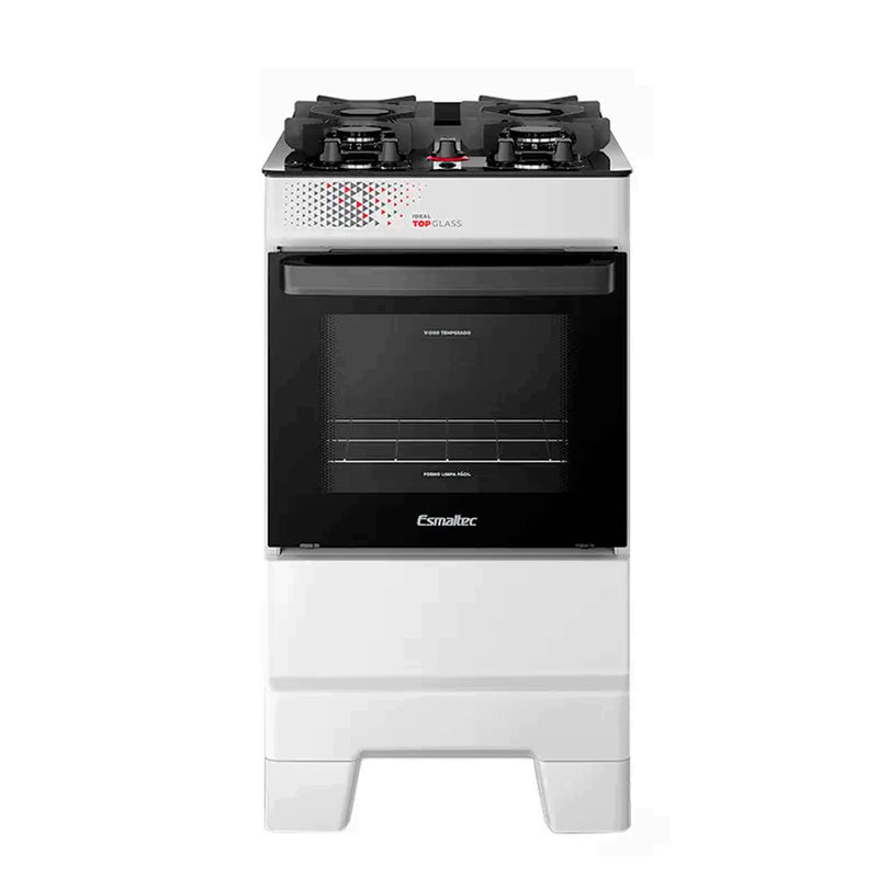 Fogão Esmaltec Ideal Top 4 Bocas Automático Mesa de Vidro - Branco - Bivolt