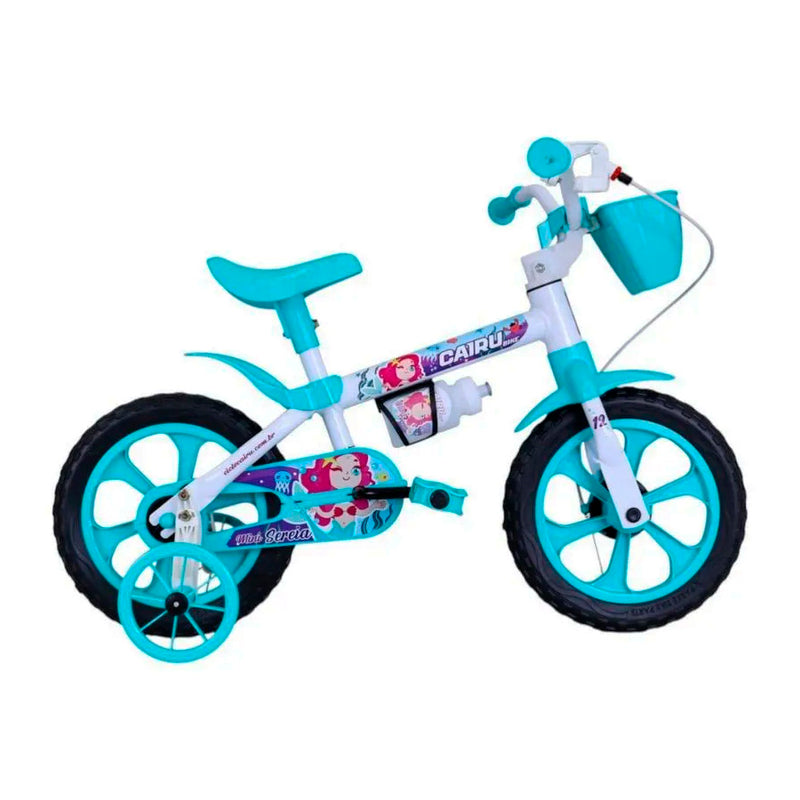 Bicicleta Aro 12 Feminina Mini Sereia Branco/Azul - Cairu