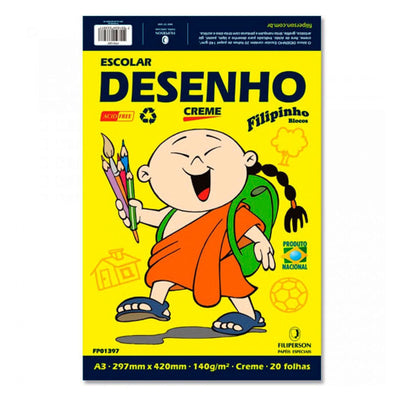 Bloco Papel Escolar Desenho sem Margem A4 140G. 20 Folhas Branco Un - Filipaper