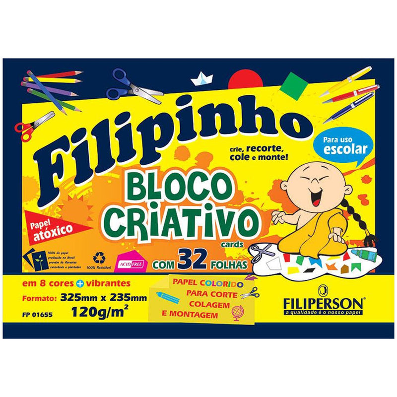 Papel Criativo Filiperson Filipinho 120G 8 Cores 32 Folhas