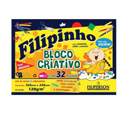 Papel Criativo Filiperson Filipinho 120G 8 Cores 32 Folhas