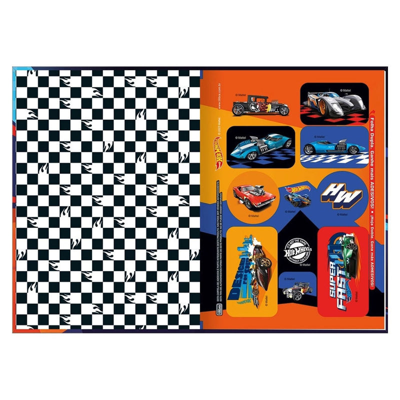 Caderno Brochura Costurado Pequeno 1/4 Hot Wheels 48 Folhas - Tilibra