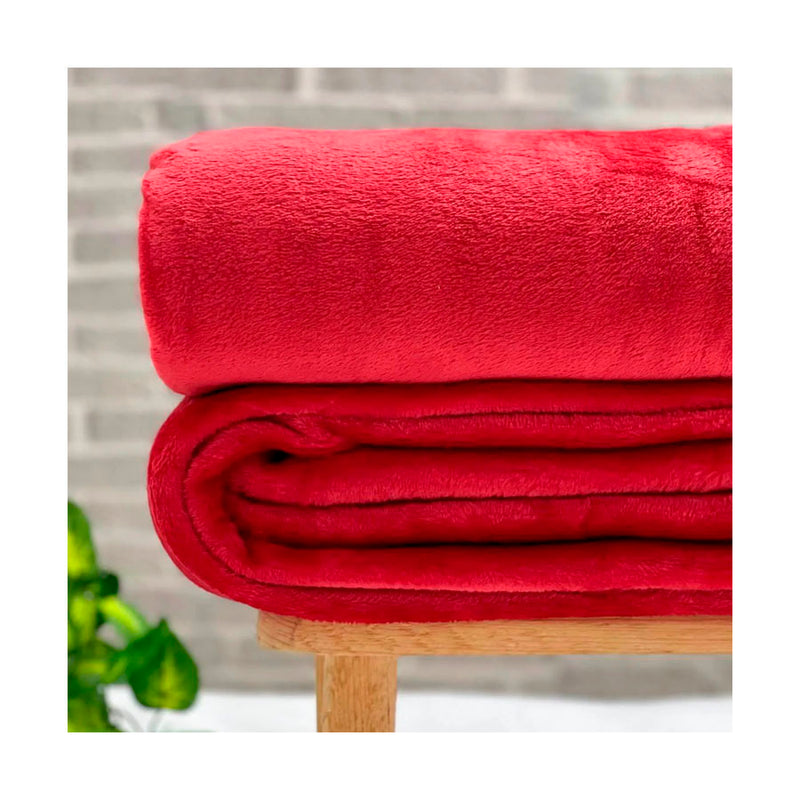 Manta Flanel Com Cinta Red Casal 180x220
