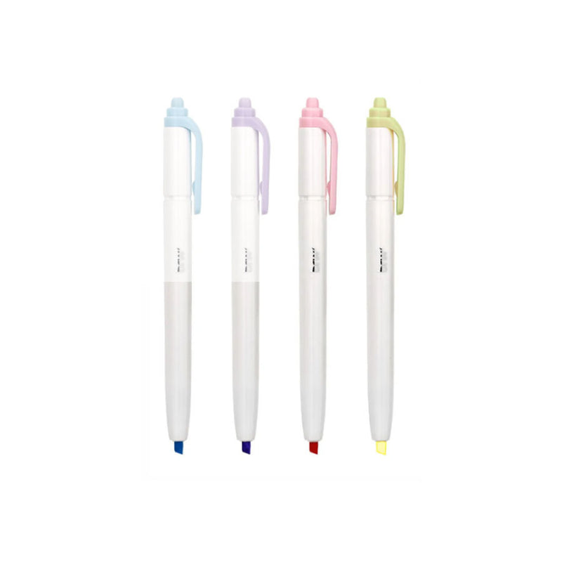 Caneta Marca Texto Retrátil 4 Cores Pastel - BRW