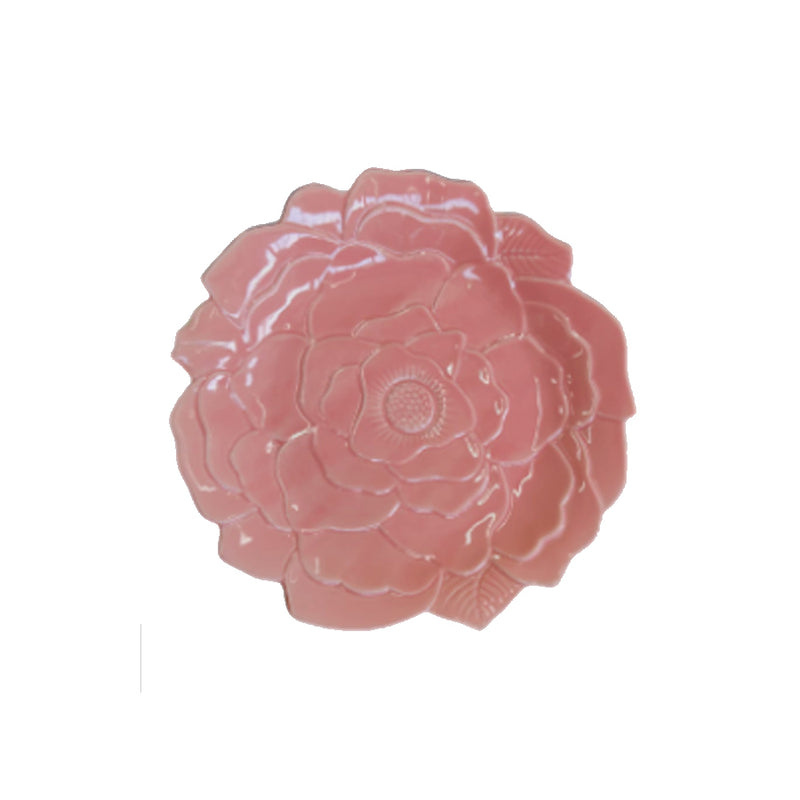 Prato de Cerâmica Flor Rosa