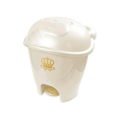 Lixeira Infantil Pedal Fofura 12L  Branco Perolado Dourado