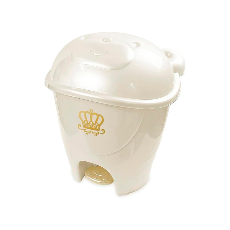 Lixeira Infantil Pedal Fofura 12L  Branco Perolado Dourado