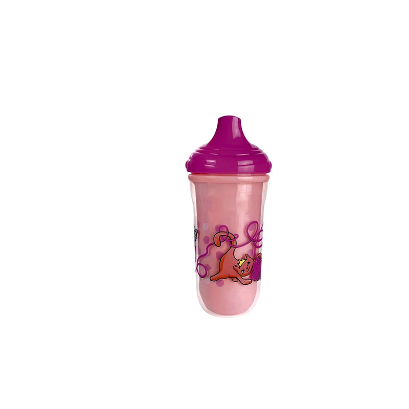 Copo Térmico de Transição Infantil 6 m + Antivazamento Nûby 270ml Gatinhos Rosa Bico Rígido