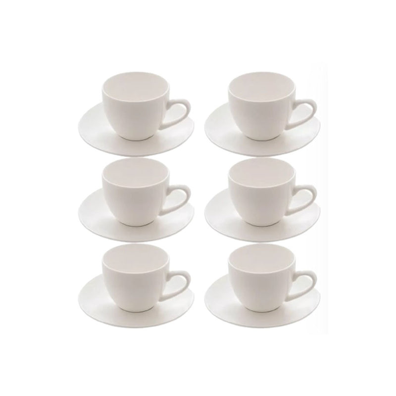 Conjunto de Xicaras Com Pires  Cerâmica 06 Peças Branco