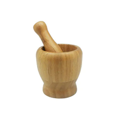 Kit Pilão e Amassador de Alho em Bambu - 8 cm