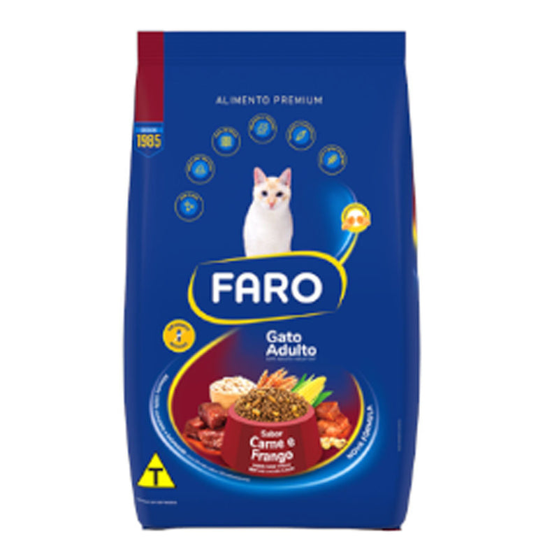 Ração Faro Gato Adulto - Carne e Frango 900g