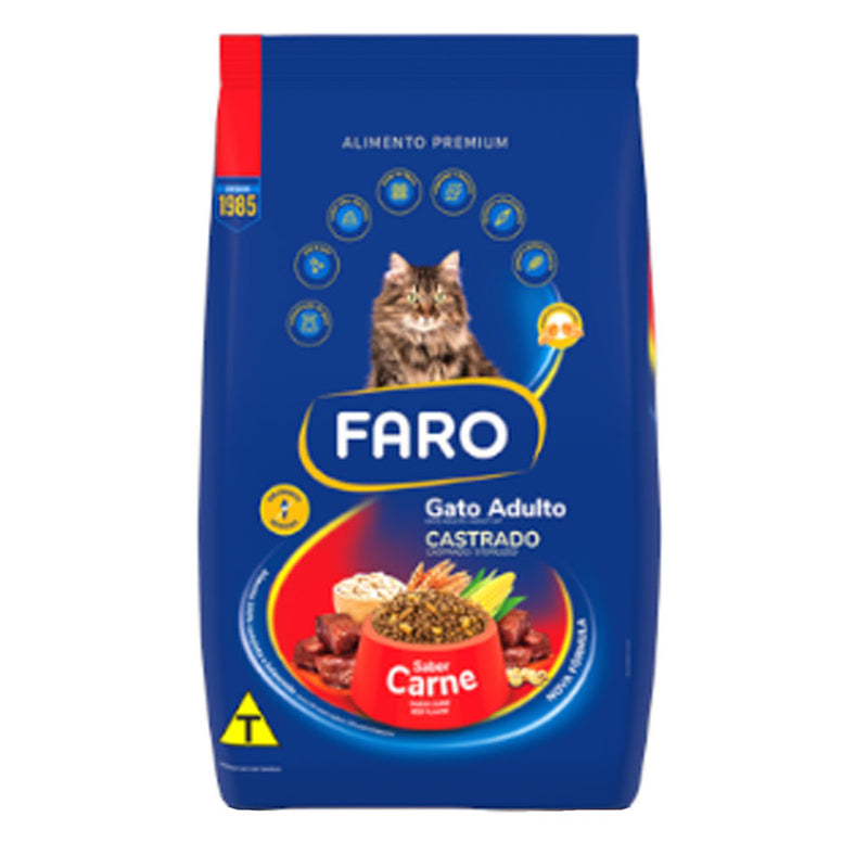 Ração Faro Gato Adulto Castrado Carne 900g