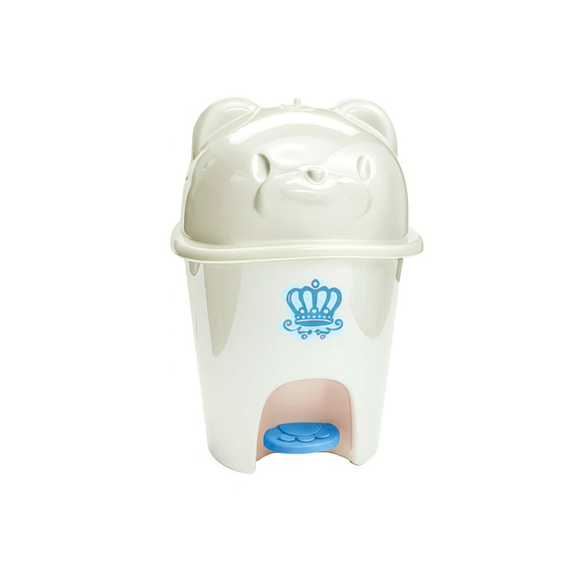 Lixeira Infantil Pedal Azul Fofura 6,5L  Branca Perolada