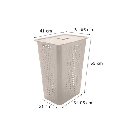 Cesto com Tampa CO570 BGF  Bege - 47 Litros