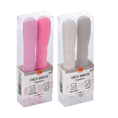 Caneta Borracha Ergonômica com 2 Unidades Cores Sortidas BRW