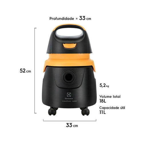 Aspirador de Pó e Água Electrolux 1400W 11 Litros Acqua Power com Função Sopro AQP20