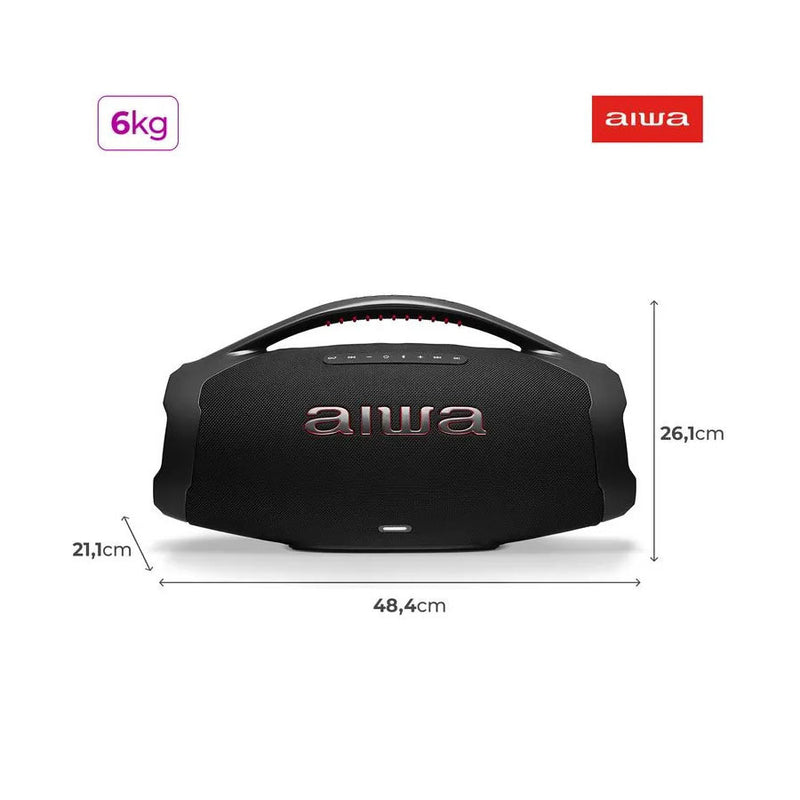 Caixa De Som Aiwa Boombox Plus Com 3 Alto-falantes Bivolt e Com Proteção Ip66 Contra Água e Poeira AWS-BBS-01B - 200W