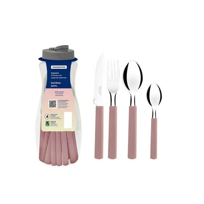 Faqueiro e Garrafa Tramontina Gamboa 16 Peças - Rosa