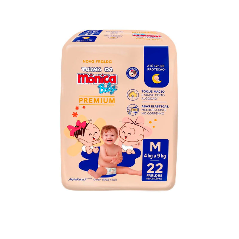 Fralda Turma da Mônica Baby Premium Jumbo M 22 Unidades