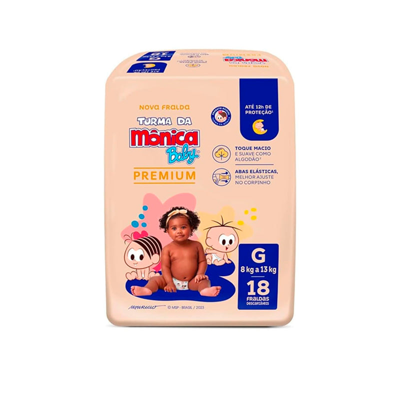 Fralda Turma da Mônica Baby Premium Jumbo G 18 Unidades