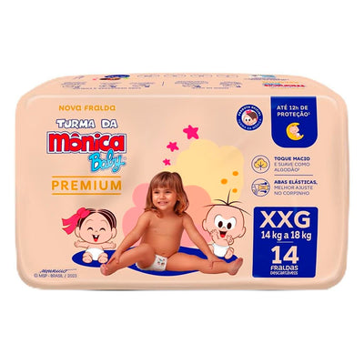 Fralda Turma da Mônica Baby Premium Jumbo XXG 14 Unidades