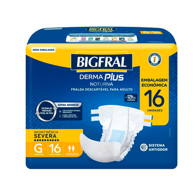 Fralda Bigfral Derma Plus Noturna Economica G 16 Unidades