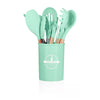 Conjunto De Utensílios De Cozinha De Silicone  Cabo de Madeira - 12 Peças