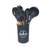 Conjunto De Utensílios De Cozinha De Silicone  Cabo de Madeira - 12 Peças