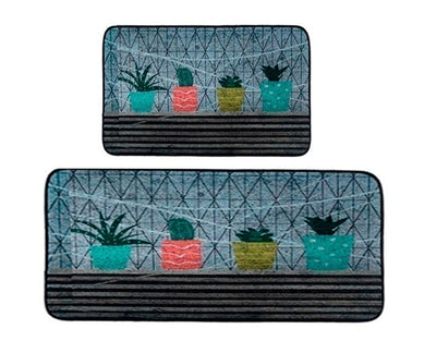 O Conjunto Tapete Cozinha Estampa Abacaxi 2 peças SNV-D340