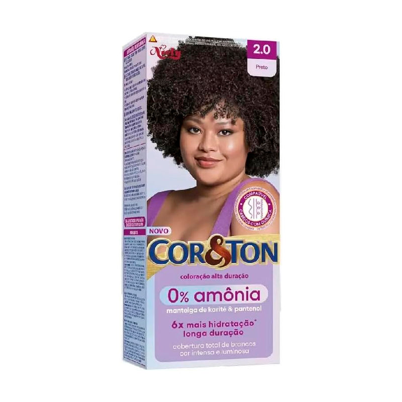 Kit Cor&Ton Color Sem Amônia Preto 2.0