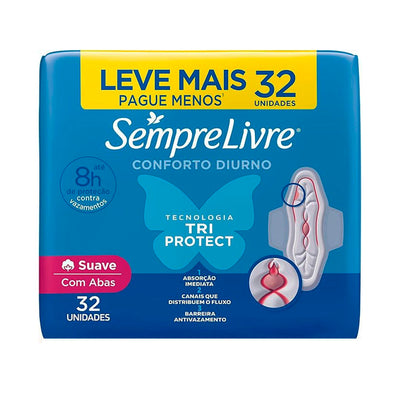 Absorvente Sempre Livre Adapt Plus Cobertura Suave Com Abas 32 unidades