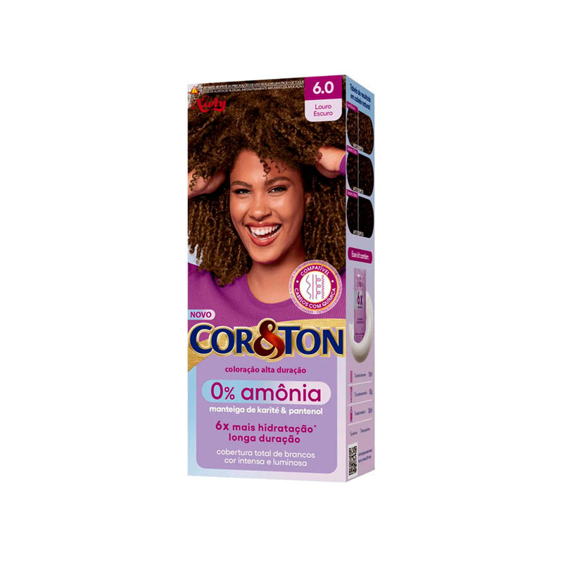 Niely Kit Creme de Coloração Cor&ton 0% Amônia 6.0 Louro Escuro