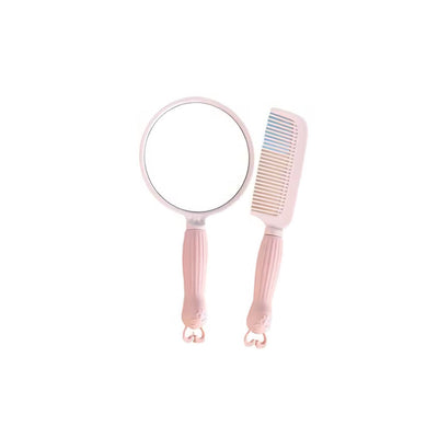 Kit Pente + Espelho De Mão Cabo Plástico